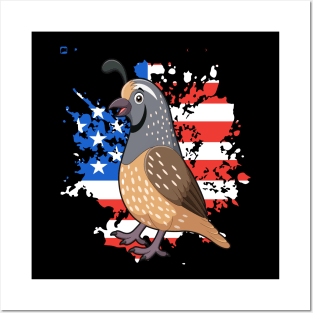 Quail American Flag Quail America Posters and Art